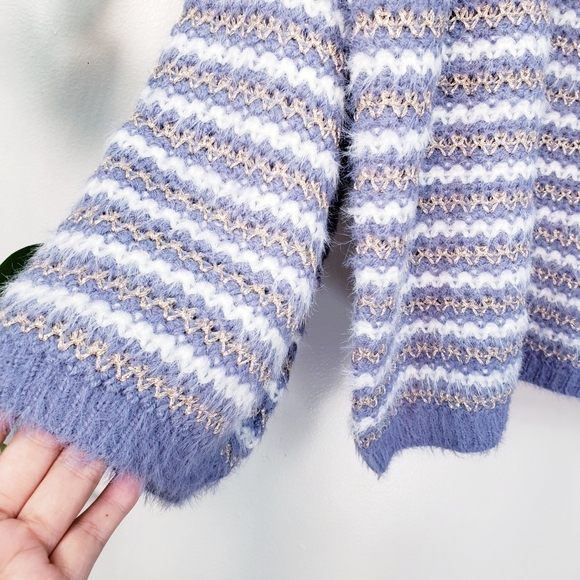 NWT Anthropologie Sweater SMALL Oversized Blue White Boho Baggy Chunky Striped - Picture 10 of 12